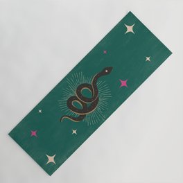 Slither - Green Yoga Mat | Digital, Minimal, Sunburst, Stars, Animal, Graphicdesign, Drawing, Magical, Teal, Boho 