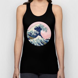 The Great Wave off Kanagawa by Hokusai on a pink landscape Tank Top