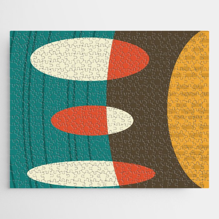 Mid Century Modern Abstract Vinyl Colorful Jigsaw Puzzle