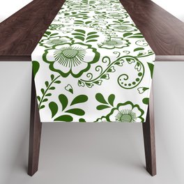 Green Eastern Floral Pattern Table Runner