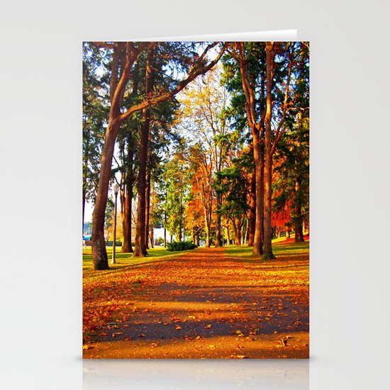 Autumn pathway Stationery Cards