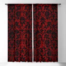 Dark Red and Black Damask Blackout Curtain