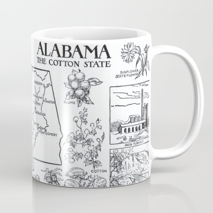 Vintage Alabama and Mississippi Illustrative Map (1912) Coffee Mug