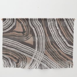 Chocolate brown wavy stripe pattern Wall Hanging