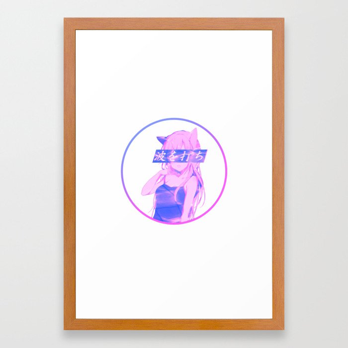 Waves Pink Sad Japanese Anime Girl Aesthetic Framed Art Print By Poser Boy Society6