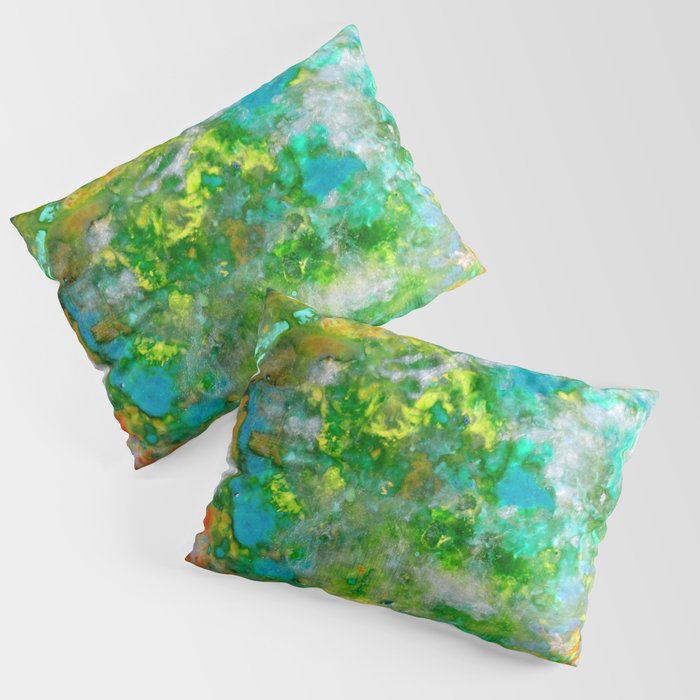 Abstract Art in Color Symphony Green Pillow Sham