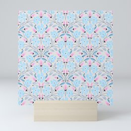 Pastel Retro Floral Pattern Mini Art Print