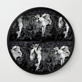 Felix & Em, Revisited Wall Clock | Kelton, Fanta, Trainstation, Prague, Gabbagallery, Acrylic, Black And White, Painting 