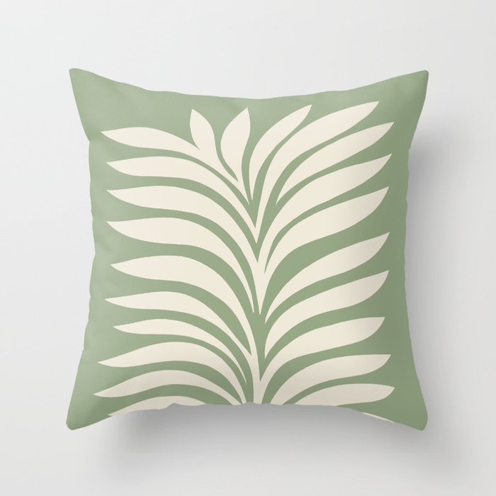 Abstract Foliage 5. Sage Green Throw Pillow