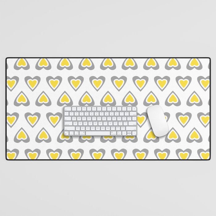 Tiny Love Hearts Valentine - Ultimate Gray & Illuminating Yellow Desk Mat