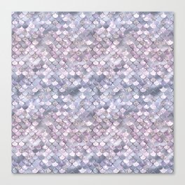 Lilac Mermaid Pattern Metallic Glitter Canvas Print