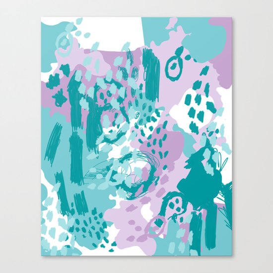 Riley - modern abstract trendy color palette nursery art decor lilac turquoise happy painting Canvas Print