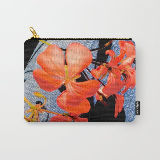Geranium flowers on blue jean Carry-All Pouch