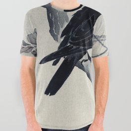 Crow With Fruit Branch Traditional Japanese Wildlife All Over Graphic Tee