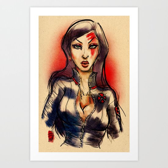 Psylocke Works Out Art Print