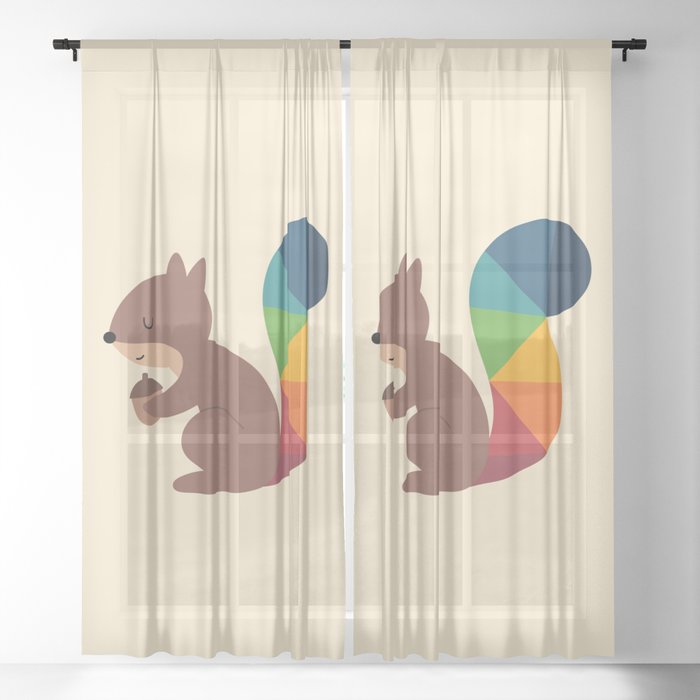 Rainbow Squirrel Sheer Curtain