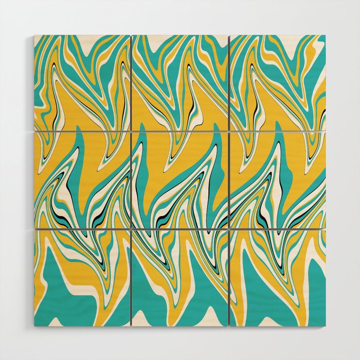 Warped - Turquoise and Yellow Wood Wall Art
