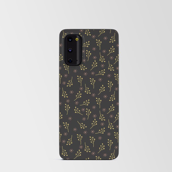 Elegant Gold Black Floral Leaves Collection Android Card Case