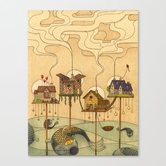 Sea Houses Canvas Print