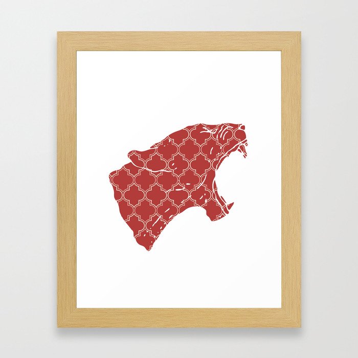 PANTHER SILHOUETTE HEAD WITH PATTERN Framed Art Print