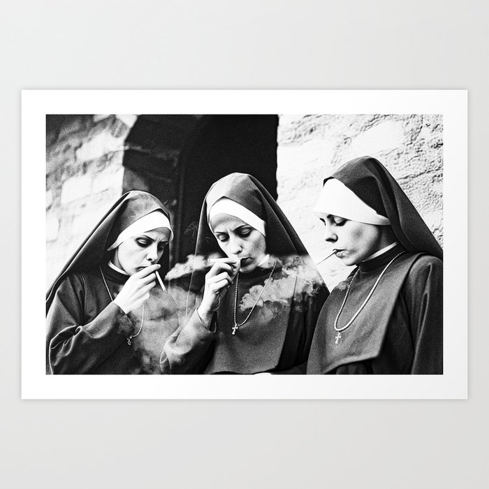 Smoking Nuns Art Print
