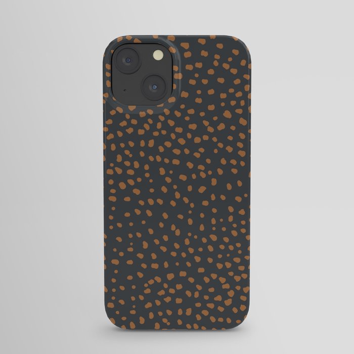 Wild animal print cheetah spots and dots copper rust charcoal gray iPhone Case