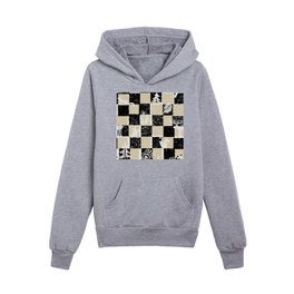 Black Forest check black and white Kids Pullover Hoodies