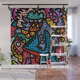 Graffiti Abstract Cool Monsters are Happy Wall Mural