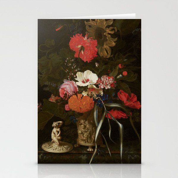 Flowers in an Ornamental Vase - Maria van Oosterwyck (1670-1675) Stationery Cards