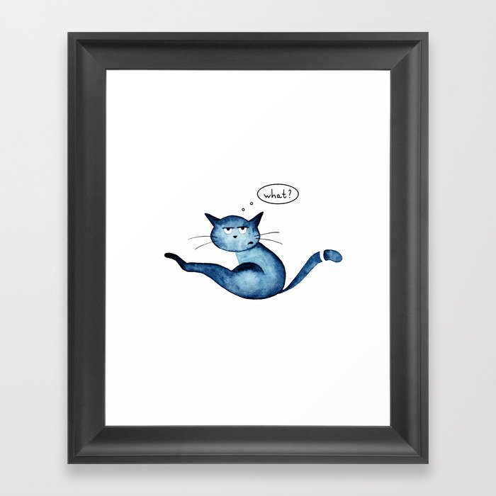 Grumpy blue cat  Framed Art Print