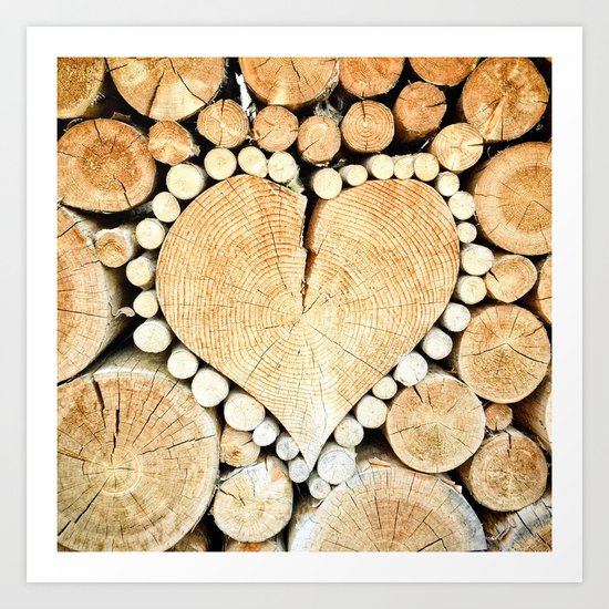 Wood Heart Symbol Art Print