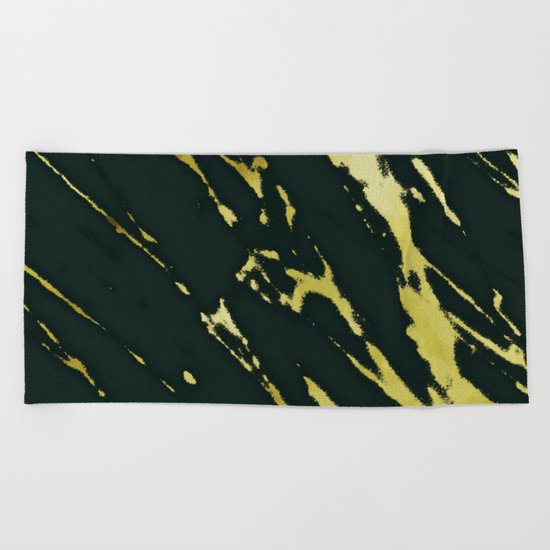 Gold Black Marble Beach Towel