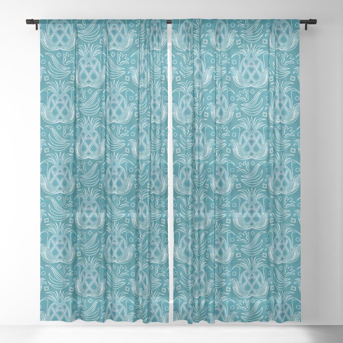 Pineapple Deco // Ombre Teal Sheer Curtain