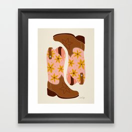 Cowgirl Boots – Blush & Mint Framed Art Print