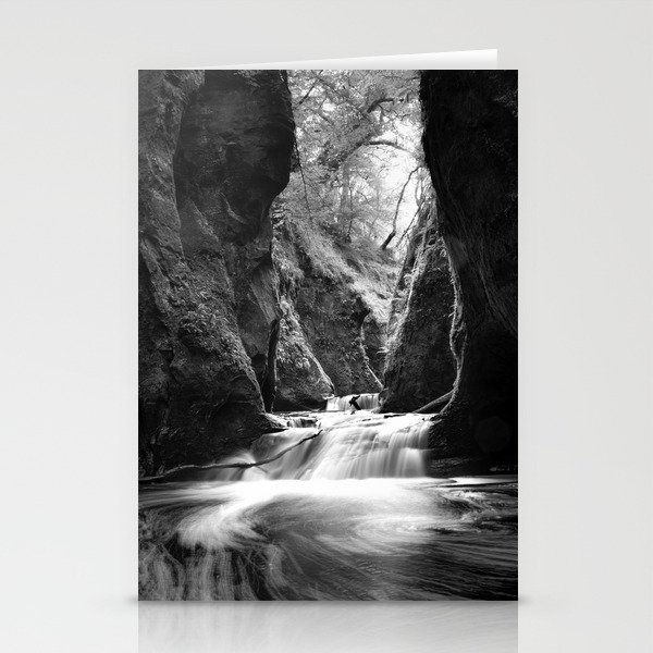 A river runs through it; river through rocky gorge time lapse black and white nature art photograph - photogrpahy - photographs Stationery Cards