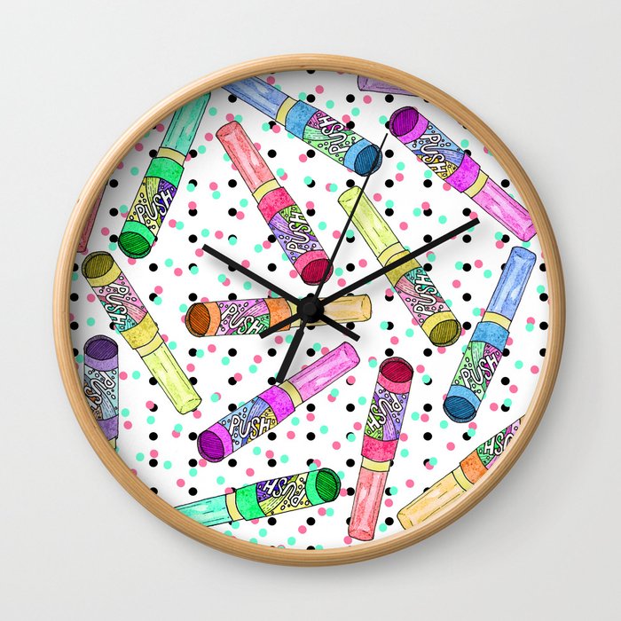 Retro 80's 90's Neon Colorful Push Candy Pop Wall Clock