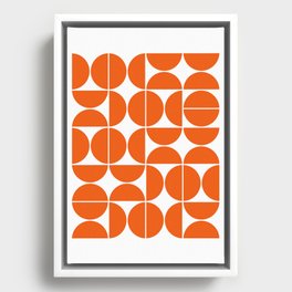 Mid Century Modern Geometric 04 Orange Framed Canvas