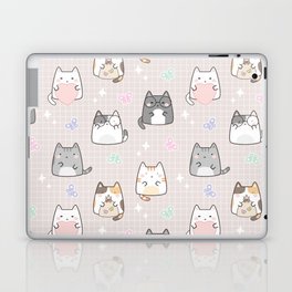 Cute Kawaii Cats with Hearts and Butterflies Laptop Skin