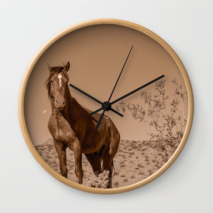 Wild Horses Sepia 3501 - Nevada Wall Clock