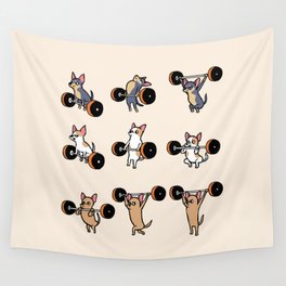 Olympic Lifting Chihuahua Wall Tapestry