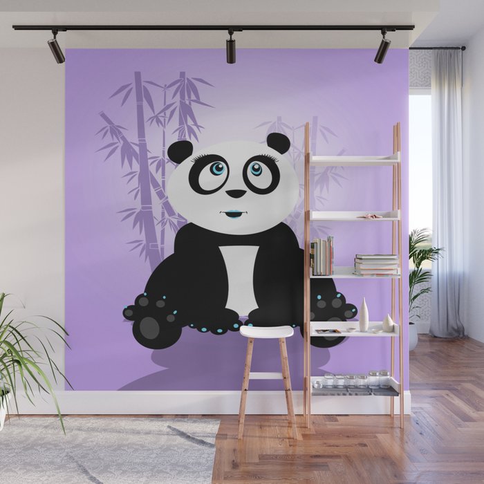 Panda Girl - Purple Wall Mural