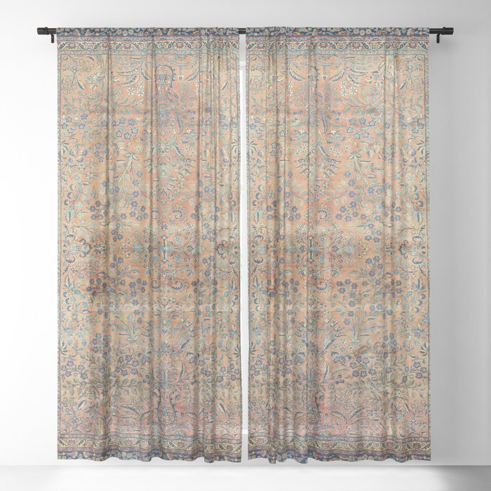 Kashan Floral Persian Carpet Print Sheer Curtain by Vicky Brago ...