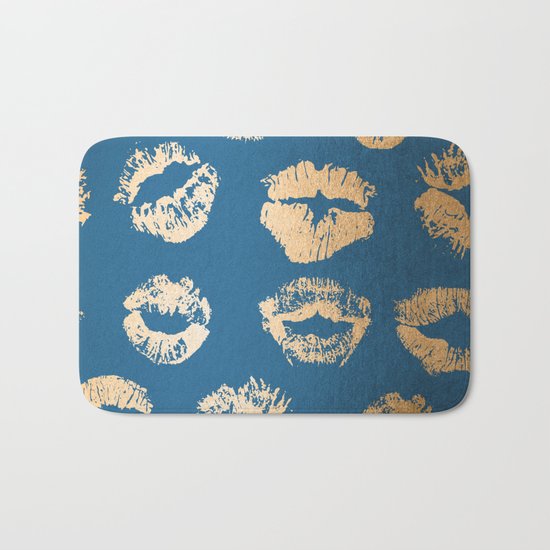 Metallic Gold Lips in Orange Sherbet and Saltwater Taffy Teal Shimmer Bath Mat