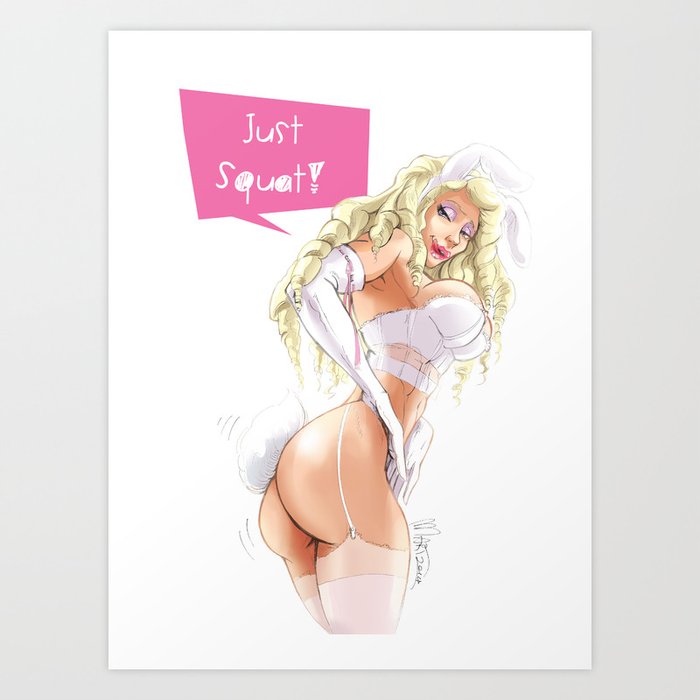 Fit Bunny (Just Squat!) Art Print