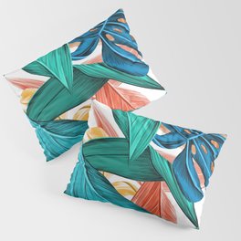 Tropical Island Jungle Pattern - Minimalist Natural Leaf Art Pillow Sham