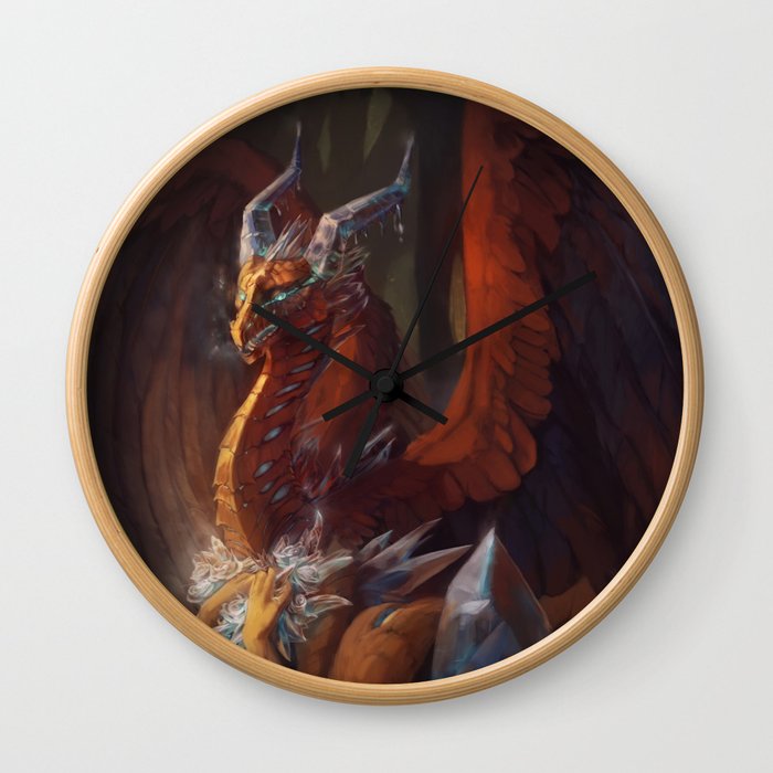 Ice Flowers - The Scarlet Ice Dragon Wall Clock
