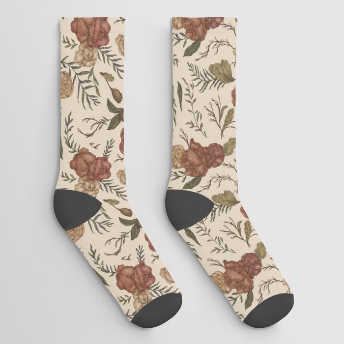 Antique Floral Pattern Socks