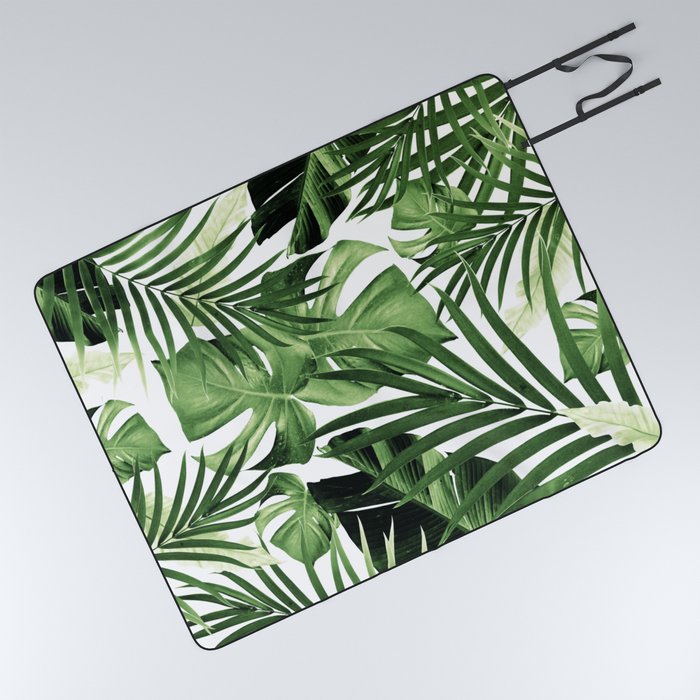 Tropical Jungle Leaves Pattern #12 #tropical #decor #art #society6 Picnic Blanket