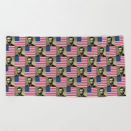 Flag and portrait :  Abraham Lincoln Beach Towel