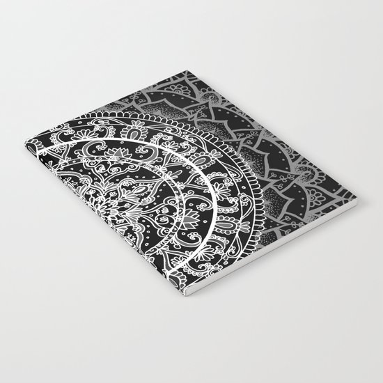 Detailed Black and White Mandala Pattern Notebook